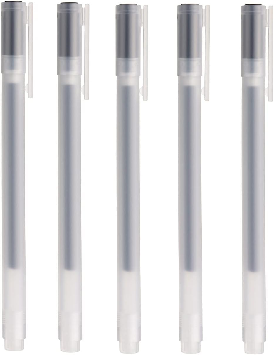 Muji Pens 0.38 MUJI Japan PC Gel Ink Pens 0.5mm 5-Pack - Orange Recycled Material Pens With Clip Japanese Pens - View #2