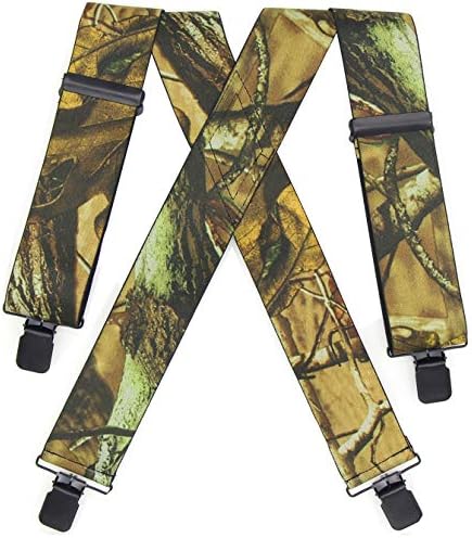 Camo Suspenders for men Heavy Duty Hunting Tactical Dress Wear Elastic Straps (camo)