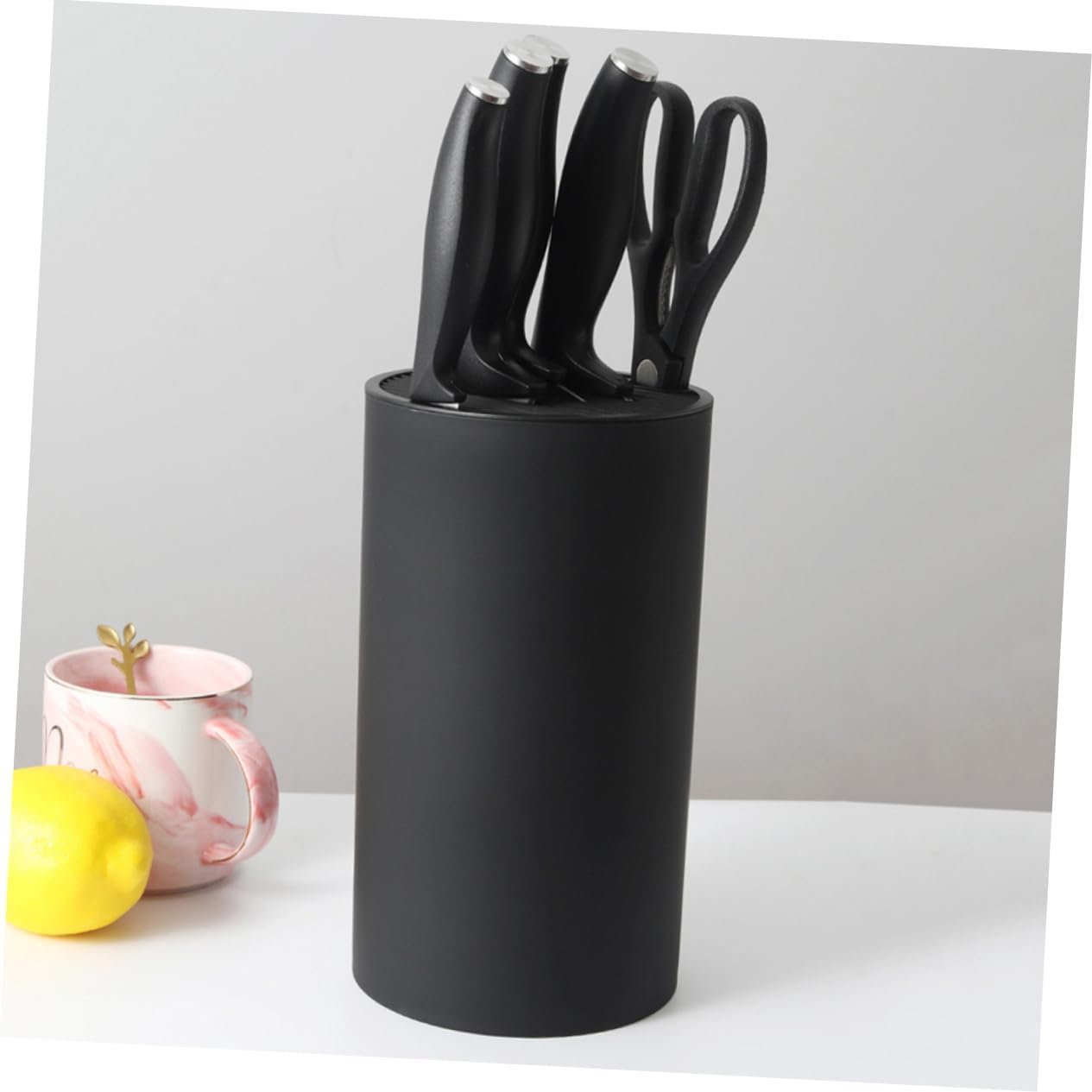 Ciieeo 1Pc Detachable Plastic Knife Holder Rack Kitchen Cutlery Storage Organizer Material for and Easy Access Black