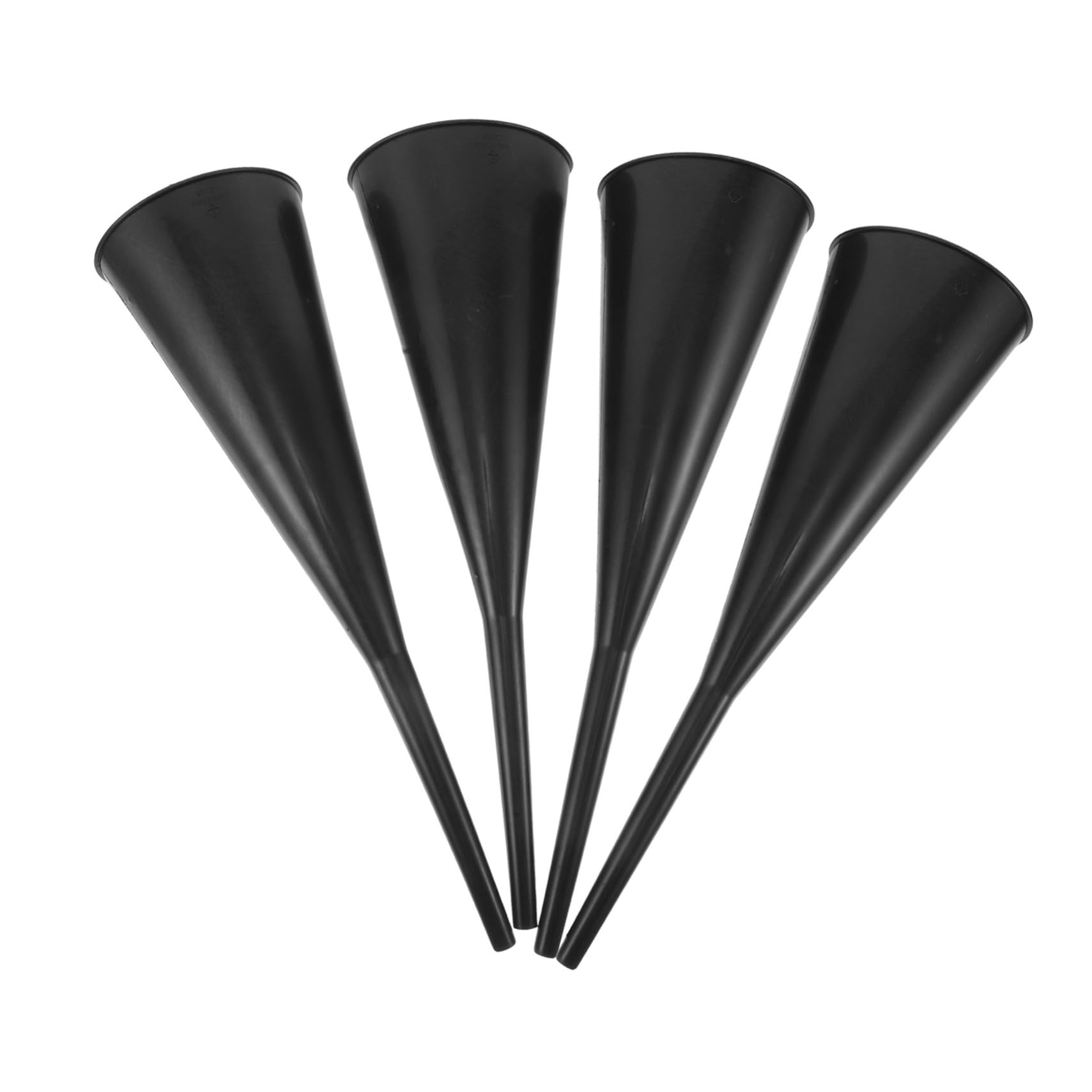 Embudo de Plástico de Cuello Largo Negro, 4 Piezas para Coche | Boquilla Flexible y Boca Ancha, Apto para Agua y Moto, Vertido Preciso de Lubricantes