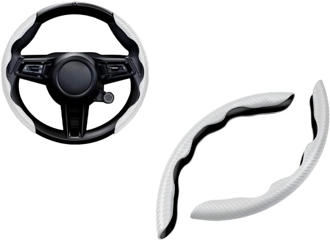 CARIZO Carbon Fiber White Pattern Steering Wheel Cover, Men's and Women's Safe and Non-Slip Car Accessory Compatible with Mahindra XUV 700-image-19