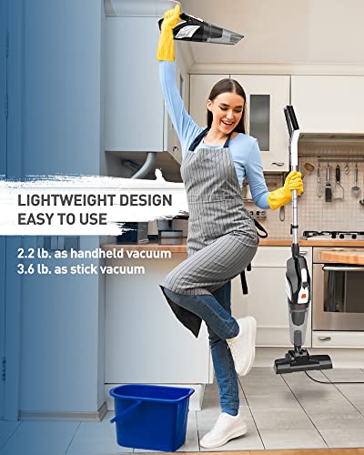 Hihhy Stick-Vacuum Cleaner-Corded Small-Handheld Vacuum - Lightweight Electric Brooms, 20Kpa Powerful Suction 4-In-1 Portable 600W Bagless Mini Hand Vac For Home Pet Hair Hard Wood Floor #TOP1