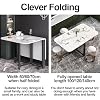 Folding Dining Table with Modern, Foldable Multipurpose Dining Table, Table Drop Leaf Dining Table with Legs, Solid Wooden Foldable Kitchen Table, Space Saving, for Dining Room Kitchen Living Room (C