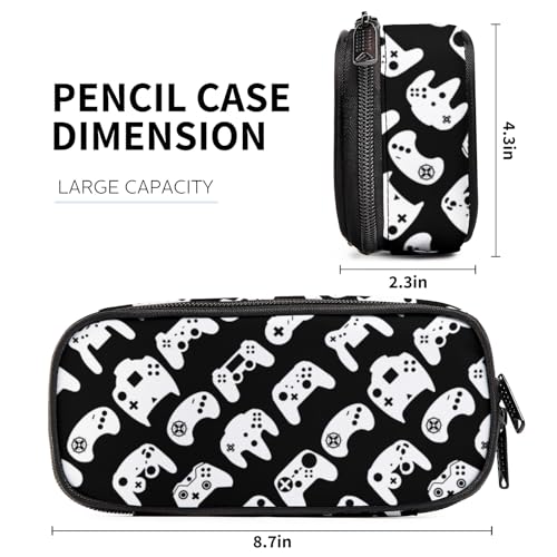 Image of Game Controller Gaming Gadgets Pencil Case for Boys Girls, Large Capacity Black Pen Bag, Pencil Pouch with Zipper Compartments, Organizer for School Office Home Business