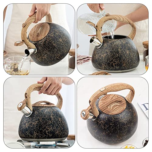 Bule de Aço Inoxidável, Chaleira de Assobio para Fogão a Gás Fogão de Indução, Bule de Cozinha Com C