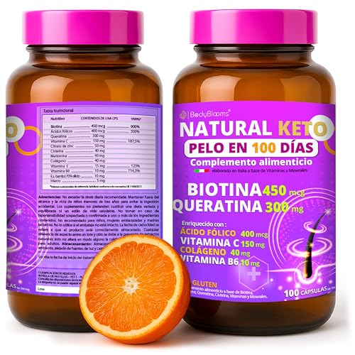 Biotina para el cabello NaturalKeto®| anticaida cabello mujer y hombre con 12 vitaminas para el cabello| caida del cabello mujer| biotina cabello piel y uñas |vitaminas para el pelo | anticaida pelo