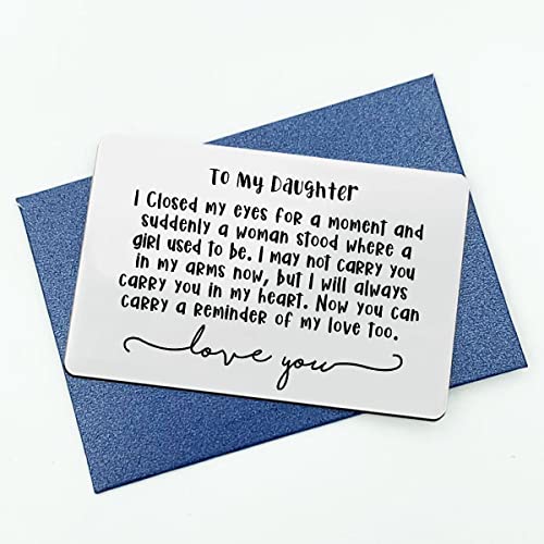 To My Daughter, Engraved Wallet Insert Card, Love You Gift, Wedding Gift for Daughter, Wallet Card Note for Daughter, Graduation Gift, Sentimental Keepsake Gift for Daughter, Wedding Day Gift (Silver)2
