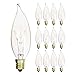 KOR (Pack of 12) 15 Watt Clear Candelabra Base (E12) Flame Tip 120V Decorative Dimmable Chandelier Lights Bulbs