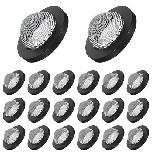 25 Pcs Hose Washer with Screen, Hose Filter Washers, Stainless Steel Inlet Garden Hoses Connector for Washing, Black Rubber Filter Gasket for Machine Rubber Coupling Filters, Gasket Shower Washers