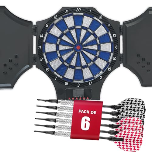 DEVESSPORT Diana Electrónica Interior/Exterior | Diana Dardos con Pantalla LED | Juego Multijugador hasta 8 Jugadores | Incluye 6 Dardos y 6 Puntas Blandas de Repuesto