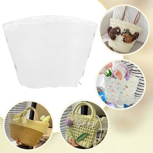 Image of WADORN 2 Sets Clear Mesh Plastic Canvas Sheets for Embroidery, Blank Needlepoint Canvas Sheets for Crochet Bucket Bag Making Acrylic Yarn Knit Crochet Projects DIY Handmade Bag Weaving Kit, White
