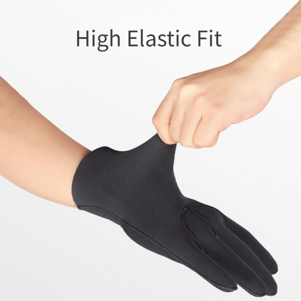 Guantes de buceo de neopreno de 3 mm para protección contra el frío, resistentes a la abrasión, palma antideslizante, elásticos para buceo, buceo, surf, color negro