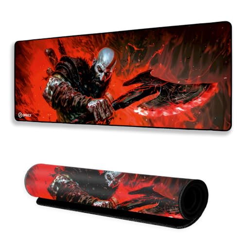 Image of Action Warrior Theme Mouse Pad 12x32 Inch 3mm Extended Gaming Desk Mat with Anti-Slip Rubber Base Mousepad for Smooth Surface Desk pad for PC & Laptop Use Waterproof & Stiched (Multicolour)