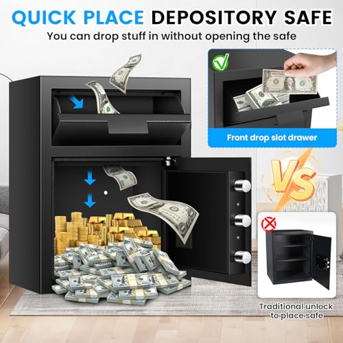Caja fuerte con combinación digital retroiluminada y alarma sonora para comercio 4
