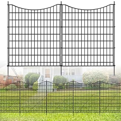 12 Panels No Dig Decorative Garden Fence, 33 in(H) X 27 ft(L) Garden Fencing Animal Barrier, Dogs Rabbits Pets Blocker, Rustproof Metal Decorative Fences for Yard, Outdoor, Patio