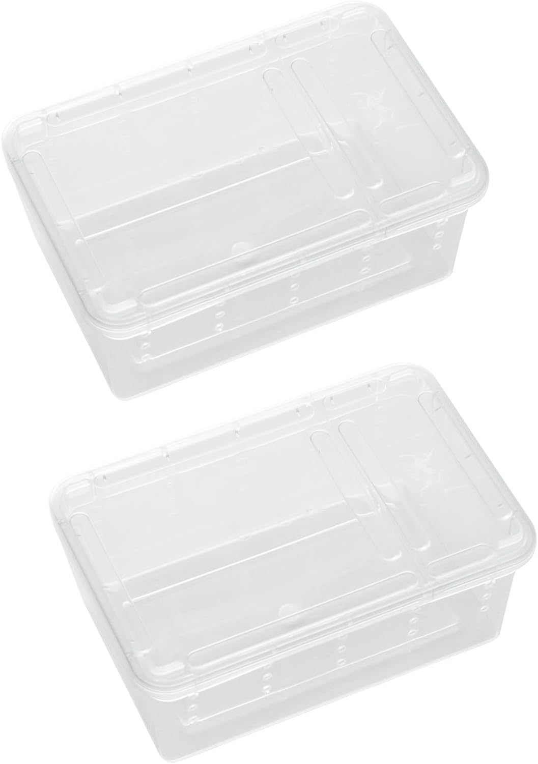 OMEM Portable Reptile Terrarium Habitat for Mini Pet Houses Breathable Holes Stackable Container (2PCS-XS)