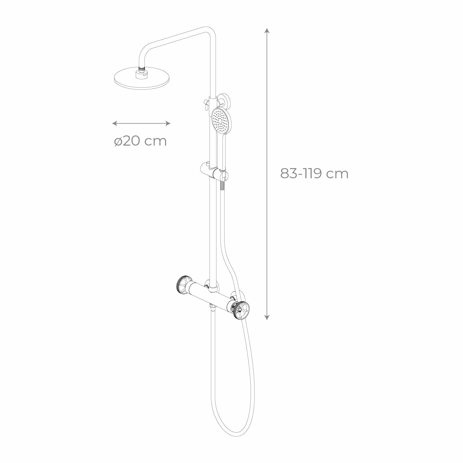 K2O Pack Columna de Ducha 83-119cm y Grifo de Lavabo Monomando 23x6,7x37cm Negro Mate Reguladores Rojos, Latiguillos y Aireador