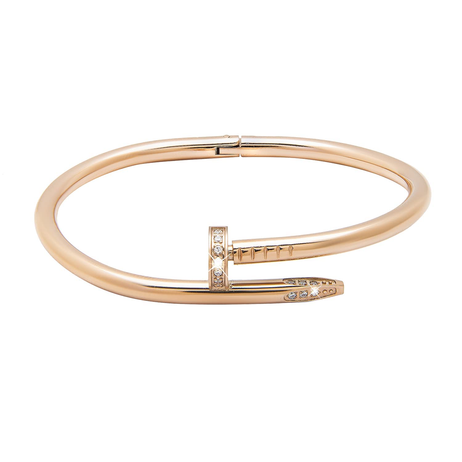 The Bling Box Studded Love Bangle Nail Rosegold Bracelet Kada for Women and Girls (B0B3JQNG21) Amazon Price History, Amazon Price Tracker