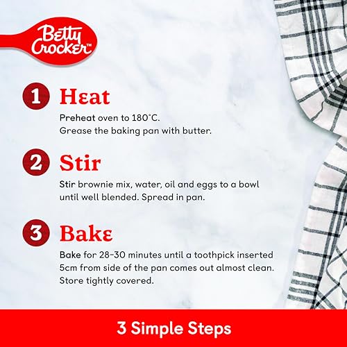 Betty Crocker Chocolate Brownie Mix, 510 g, Quick and Easy Brownies in 3 Simple Steps, Cake with Rich Taste & No Artificial Colors, Serves 10