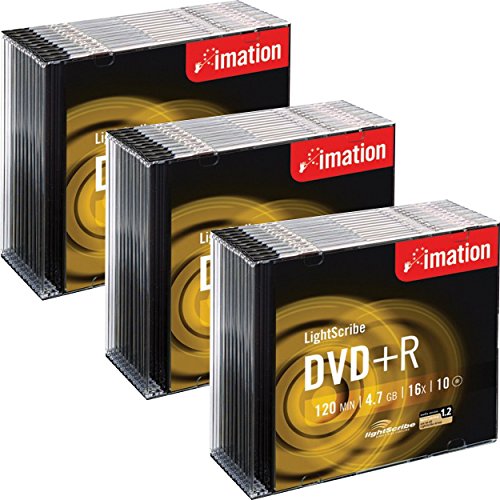 Imation DVD + R LightScribe, disque enregistrable en boîtier transparent, vitesse 16 x, 120 min,...