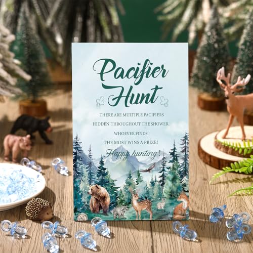 Image of Thyle 51 Pcs Let The Adventure Begin Pacifier Hunt Baby Shower Games Include Hunt Sign and 50 Acrylic Pacifiers for Adventure Awaits Baby Shower Game Decoration Gift Sets Gender Reveal Party Decor