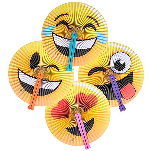 Rhode Island Novelty 10 Inch Emoticon Style Foldable Paper Fans (Pack of 12)