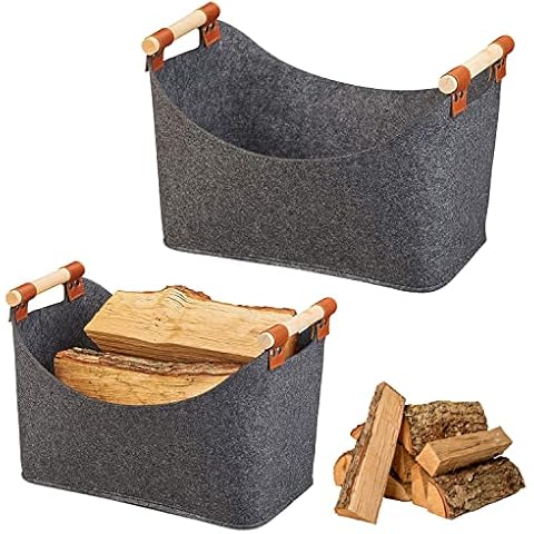 2 Bolsas de Cesta leña con Asas de Transporte y Almacenamiento Plegable Cover