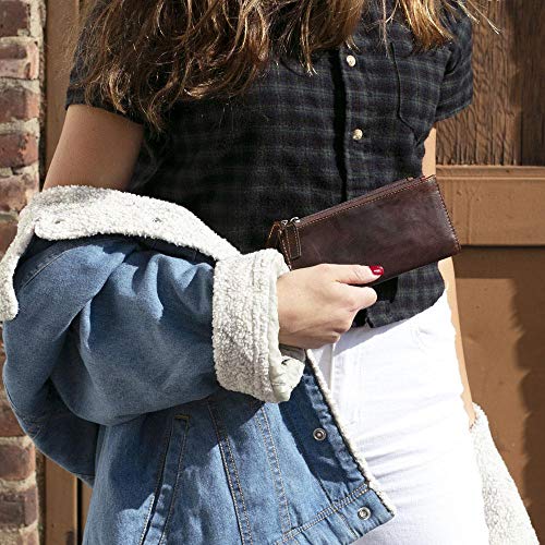 Jack Georges Women's Voyager Slim Zippered Wallet in Buffalo Leather #7717 (Brown)4