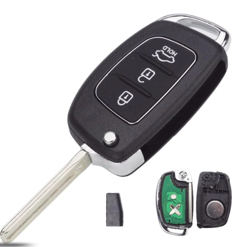 Télécommande avec mécanisme Rabattable pour clé de Voiture 433 MHz Puce ID46 pour Hyundai IX35, IX25, IX45, Santa Fe, TOY40 Blade Fob avec 3 Boutons