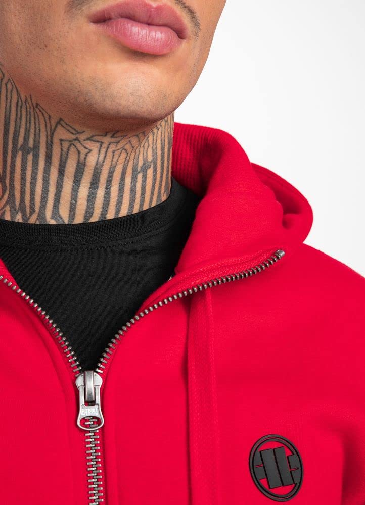 Pit Bull West Coast bluza z kapturem z zamkiem błyskawicznym Small Logo 21 czerwona, czerwony, M