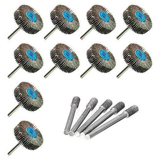 Flap Wheel Sander Set + Diamond Drum Bits For Dremel Rotary Tool 80 Grit Sanding Flapwheel 3/8” Sandpaper Flapdisc Flatwheel Rust Removal Wood Paint Stripping Remover Die Grinder 1/8” Shank - 15pc Set