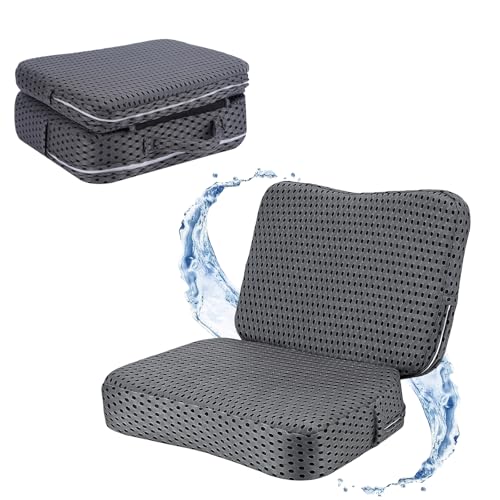 HOYWOUL Foldable Hot Tub Booster Seat with Back Support Adjustable 2 Heights up to 5.2 Non-Slip Bottom Portable Spa Booster Seat for Hot Tub (Including Inflatable) Pool Bathtub (Gray-1 PC)