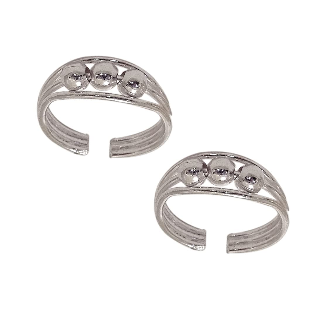 sahiba gems Exclusive Silver Toe Rings/Bichiya Sparkling Toe Ring with 3 Balls for Women-picture-33