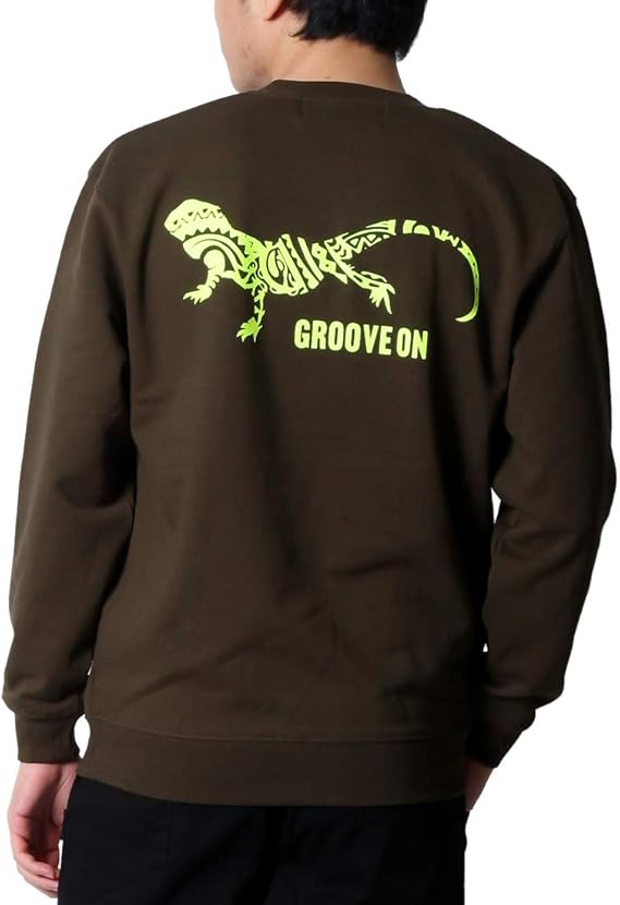 Amazon グルーブオン Grooveon メンズ トレーナー ブランド ロゴ トカゲ プリント スウェット クルーネック Gosc4604 トレーナー パーカー 通販