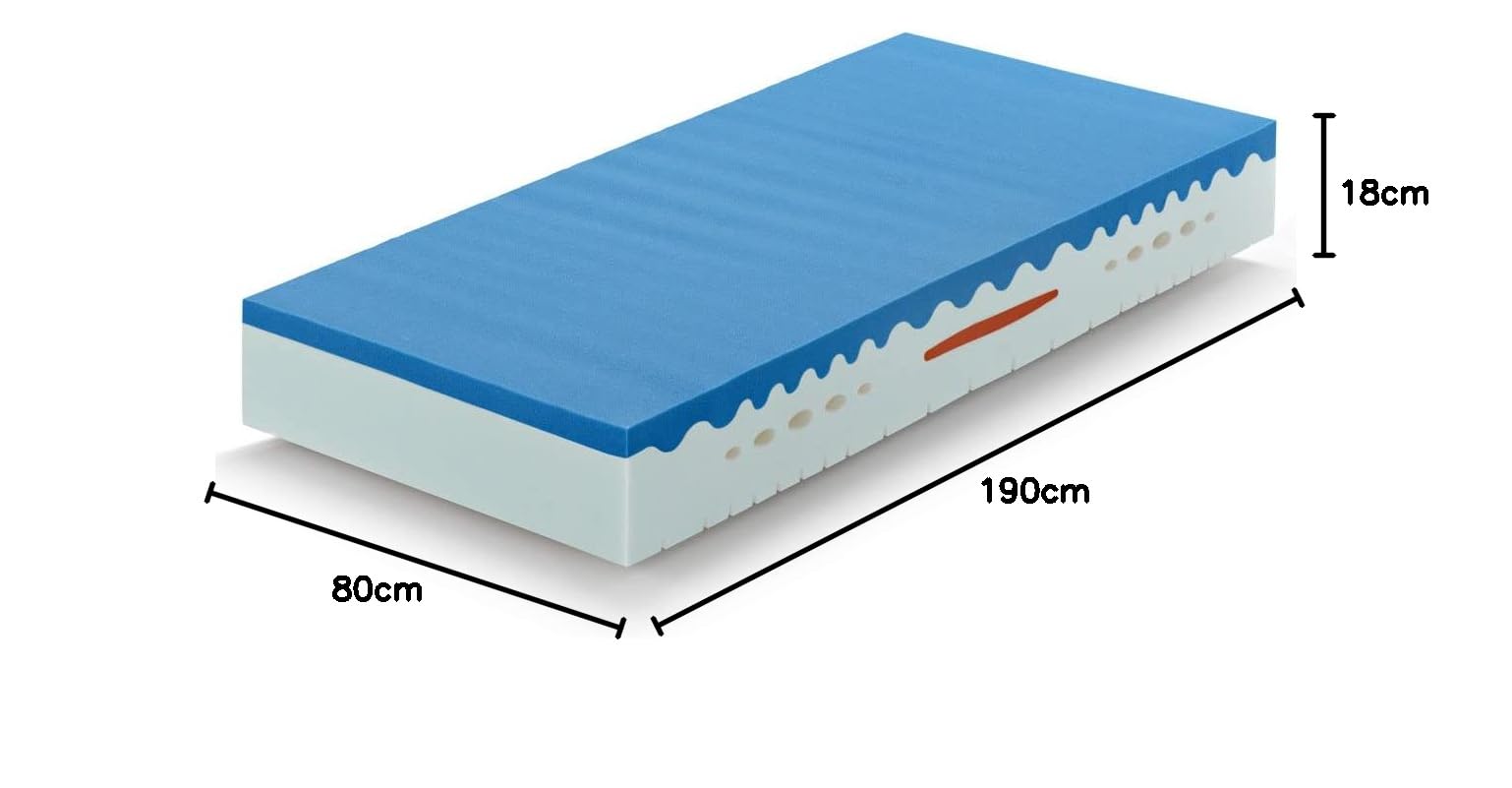 Marcapiuma - Colchón viscoelástico Individual Memory 80x190 Alto 20 cm - Sunrise Plus - H2 Medio/Firme 5 Zonas Producto Sanitario CE Funda desenfundable Silver Antiácaros 100% Fabricado en Italia