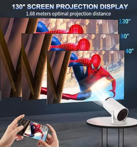 جهاز عرض صغير الترا اتش دي برو بلس مطور جديد مع واي فاي وبلوتوث وتطبيقات مدمجة، جهاز عرض ذكي محمول مع دوران 180 درجة، كيستون تلقائي، يدعم 4K، متوافق مع HDMI/USB/تي في ستيك/الهاتف/اللاب توب