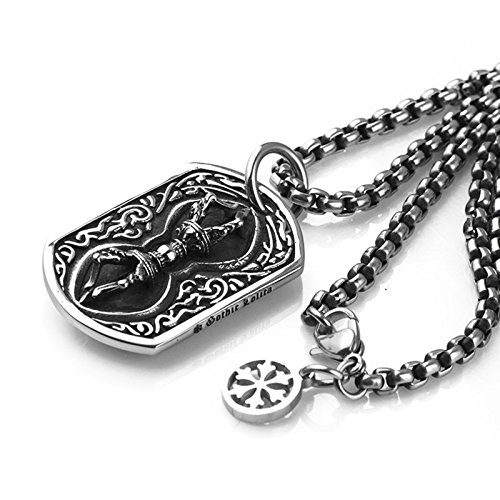 Collier Vajra Homme Pendentif Carte Vintage en Acier Titane GAD