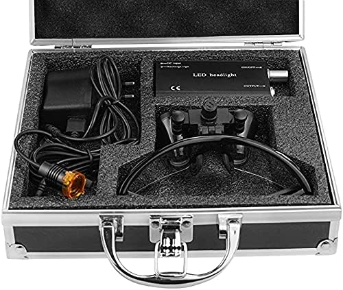 Global 3.5X 420mm Binocular Loupes Optical Glasses + 3W LED Headlight Lamp with Filter + Aluminum Box Black