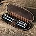 Genuine Leather 2 Slots Fountain Pen Case Zipper Pencil Storage Box Pouch