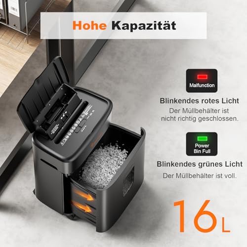 Bild 5 - Bonsaii 100 Blatt Aktenvernichter mit Automatischer Zuführung, Mikroschnitt Schredder Aktenvernichter P4 mit Anti-Stau, Bis zu 30-Minuten-Dauerbetrieb, 16L-Behälter, für zu Hause und im Büro, C231-D