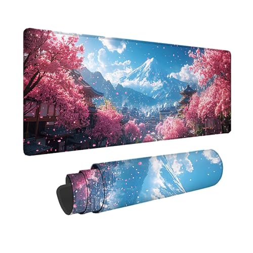 Tapis de souris XXL Japon 150x80 cm fleurs de cerisier et base antidérapante