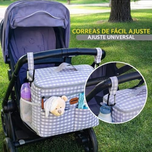 Miniatura 4 de Noymak Bolsa Carrito Bebé Grande 22l, Gran Capacidad,Impermeable,Bolso Carro Bebe Con Cambiador, Interior Térmico,Ganchos Universales Y Accesorios,Organizador Con Múltiples Bolsillos.