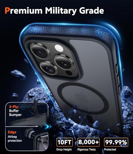 Image of FNTCASE for iPhone 16 Pro-Max Case: Matte Magnetic Phone Cases with Screen Protector Compatible with Magsafe Slim Anti Yellowing Rugged Shockproof Protective Translucent Cell Cover