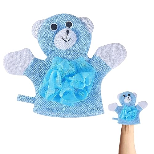 Guantes de baño,Toallitas de manopla de baño para bebé con marioneta de animal de dibujos animados | Toallita de baño de algodón compuesto fácil de enjabonar para adultos, niños y recién Hanwen