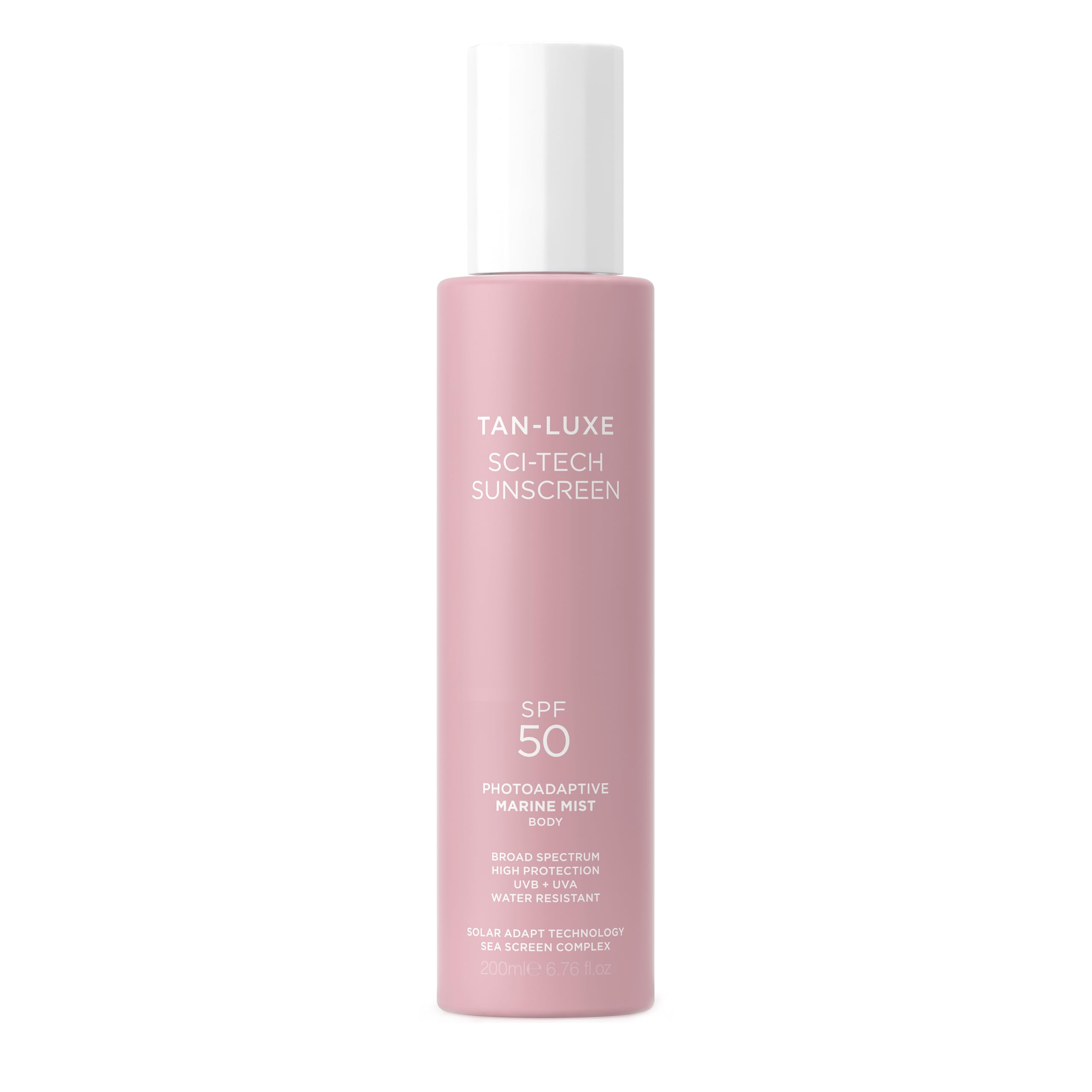 Tan-Luxe Photo-Adaptive Body Mist SPF 50 – Clear Fast-Drying Sunscreen Spray with UVA/UVB Protection, Sea-Screen Complex & Solar Adapt Tech – Water-Resistant, Non-Greasy, 200ml