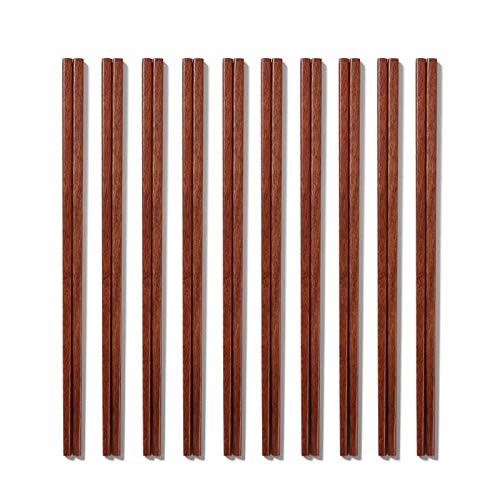 Wooden Chopsticks, Donxote 9.84 Inch Reusable Chinese Chopsticks Set of 10 Pairs