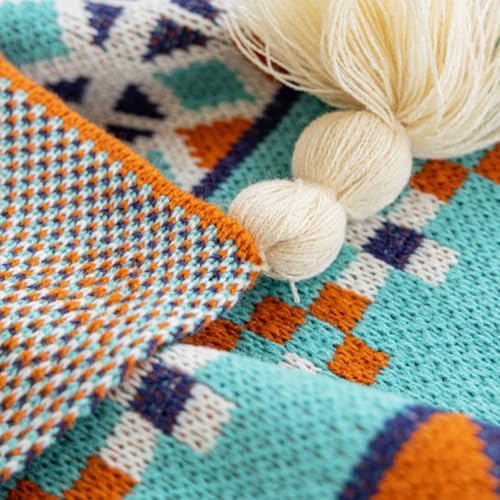 Couverture bohème tissée à pompons douce pour canapé et lit - 7