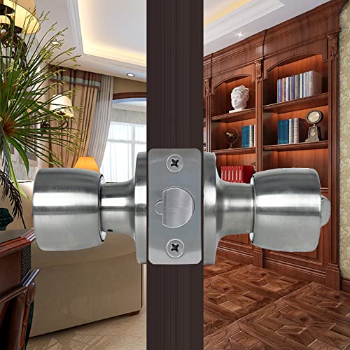 Dsjjbll Door Knob With Lock And Key, Stainless Keyless Round Ball Lock Interior/Exterior Door Knob For Bedroom Or Bathroom (Keyless Stainless 2Pack) #TOP4