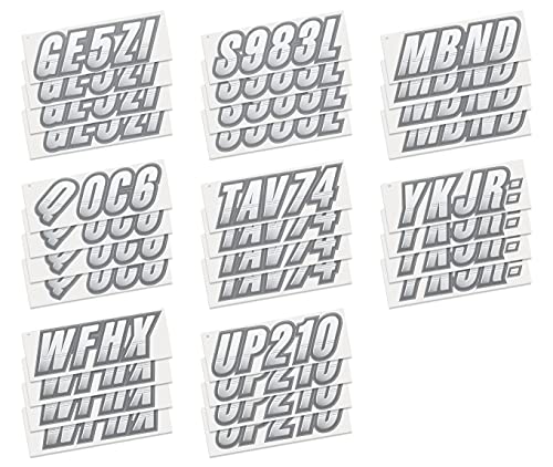 Techtron White/Carbon 3" Alpha-Numeric Registration Identification Numbers Stickers Decals For Boats & Personal Watercraft: Matches Yamaha Waverunner Vx Cruiser, Vx And Ex Deluxe #TOP3