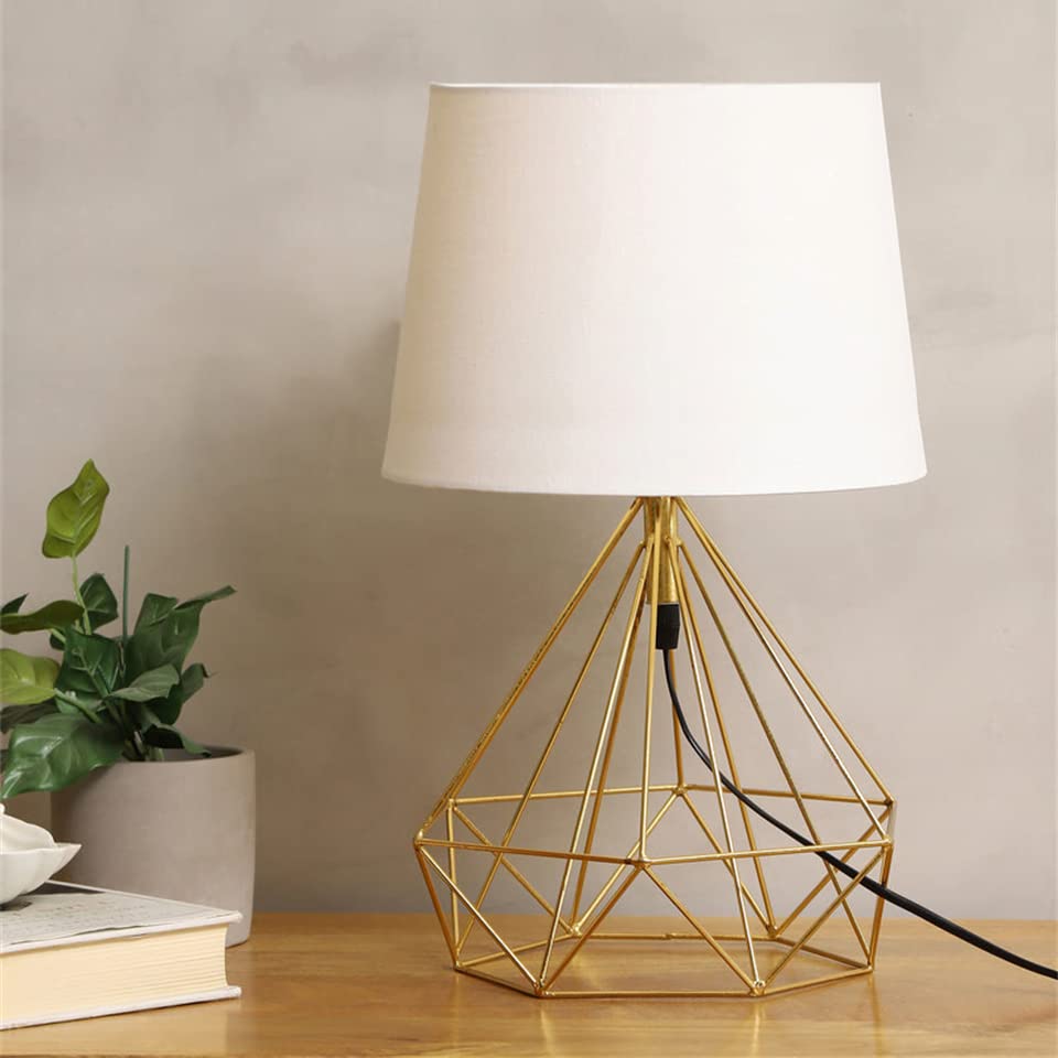 Image of Table Night Lamp | Off White Decorative Table Lamp For Bedroom Home Decor | Bedside Night Light For Diwali Decoration Home Use | Modern Table Lamp | Without Bulb